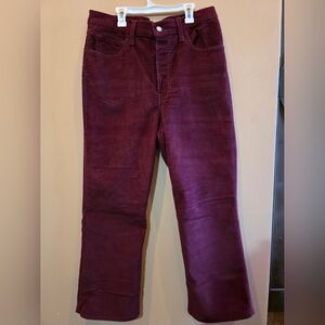 Levi's Women Ribcage Crop Boot Corduroy Pants Size 32x27